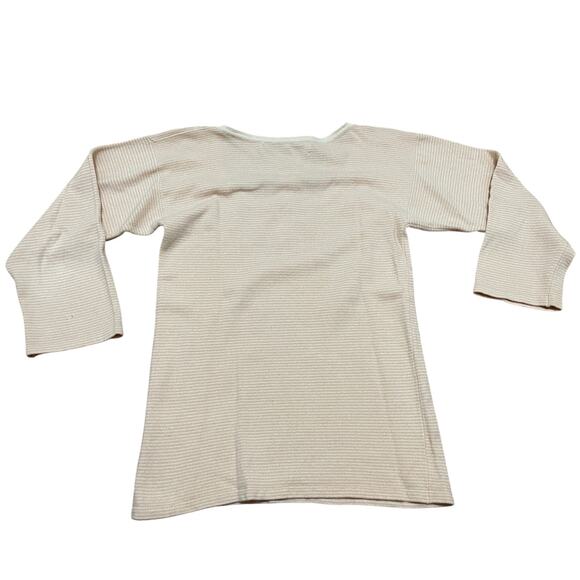 Vintage Gloria Sachs Women's M 100% Cashmere Peach Stripped Milkmaid 3/4 Sweater - Picture 5 of 5
